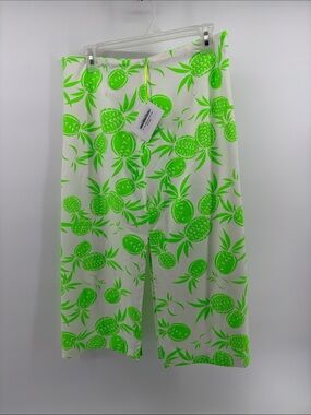 Dudley Stephens Lott-Long Neon Green Pineapple Print Skirt- M NWT *small flaw*